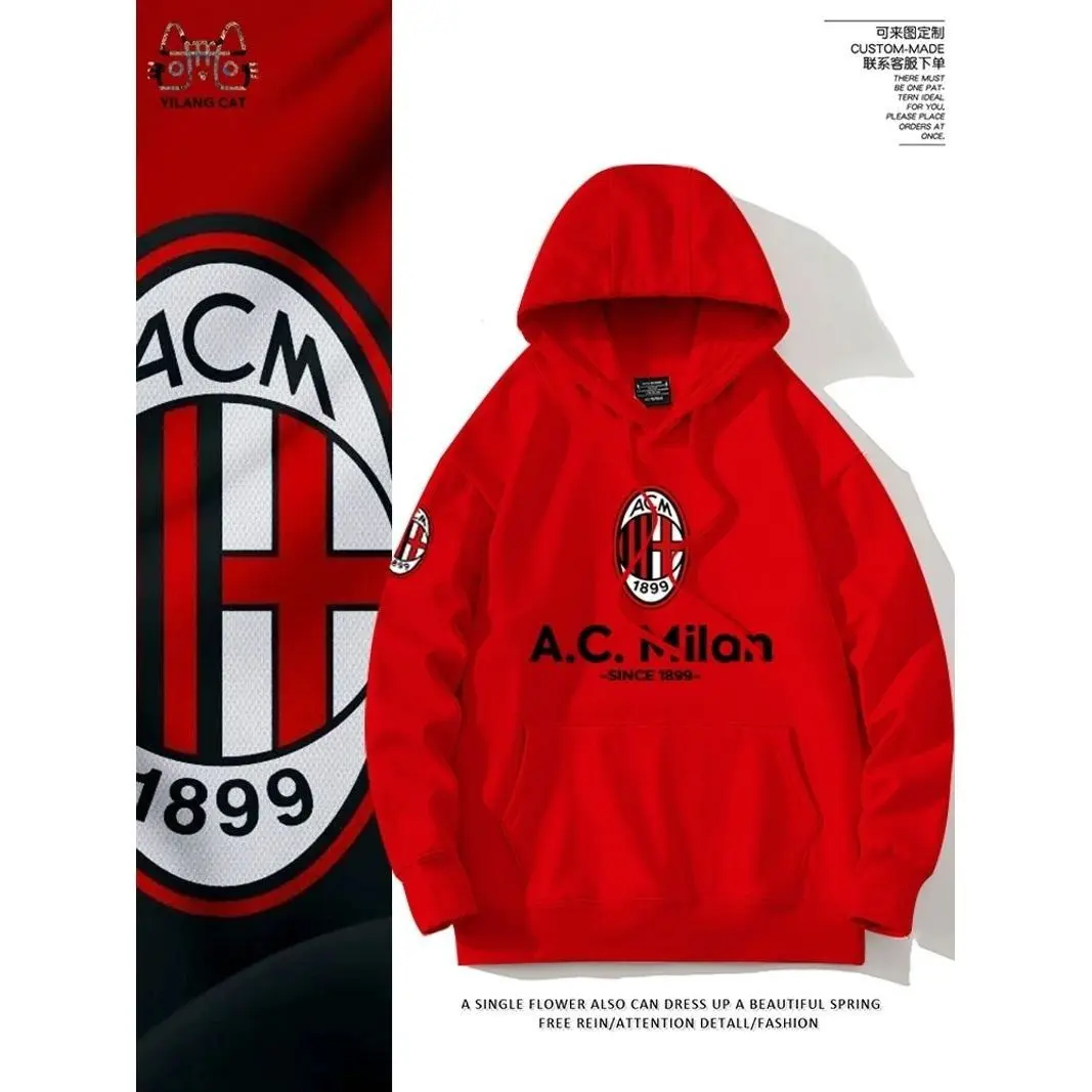 AC Milan Champions League Football Fan Kaka No.22 Heavyweight Hooded Sweatshirt Autumn Winter Loose Fleece Jacket Top