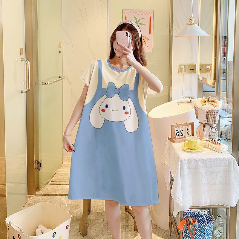 Product Introduction of Váy Ngủ Mùa Hè Dài Trung Bình Cho Nữ, Đồ Ngủ Ngắn Tay Cho Người Nổi Tiếng Trên Internet, Đồ Mặc Nhà Dáng Rộng Trực Tiếp, Cho Bà Bầu, Có Thể Mặc Ngoài Trời 4