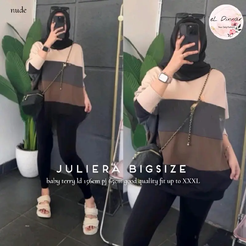 Blouse jumbo lengan panjang wanita cantik  Santai Juliera big size by eldinar 1