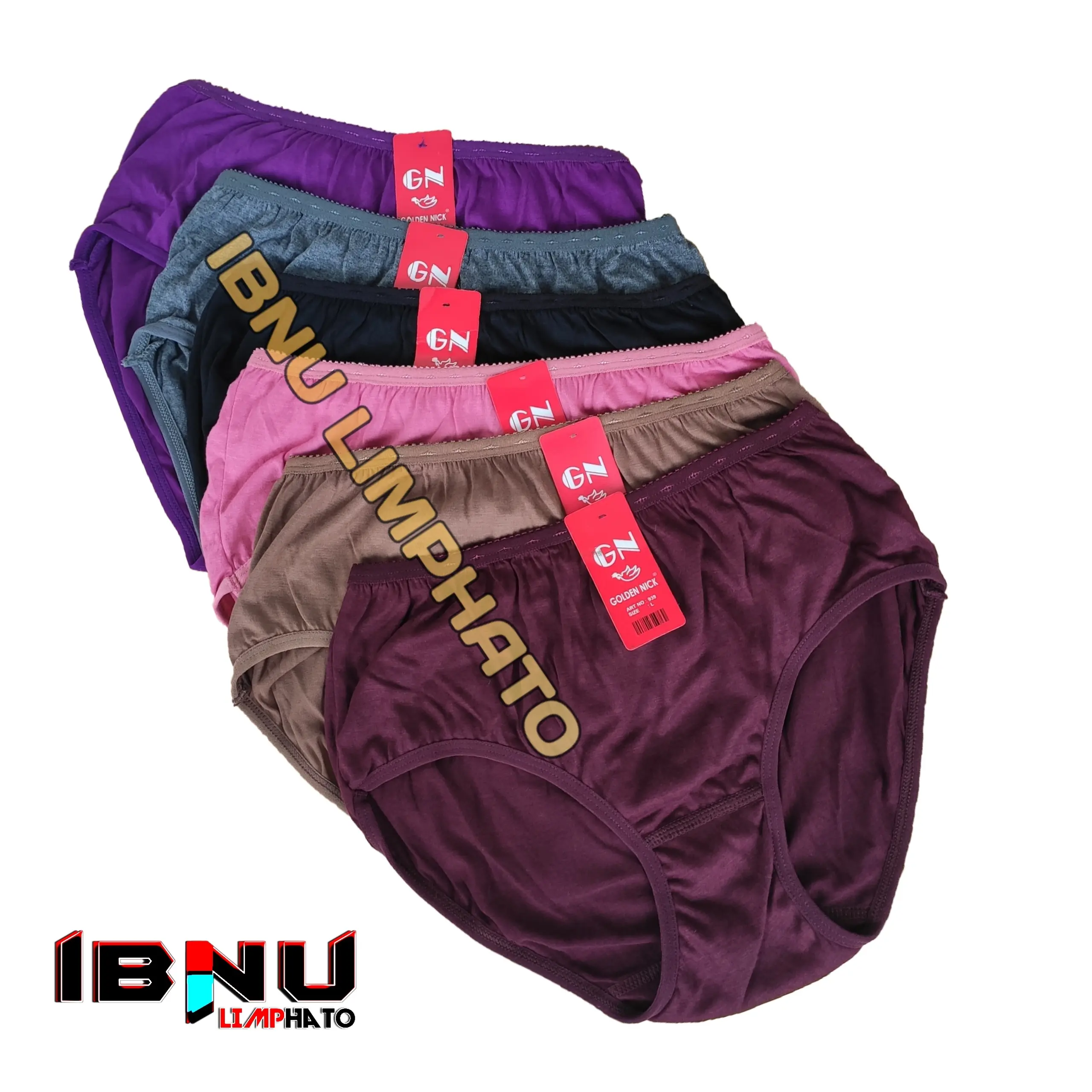 6pcs Celana Dalam Perempuan Golden Nick Polos Multi Warna Remaja Wanita Dewasa Hitam - Katun Berkualitas - Karet Nyaman Lembut Cewek