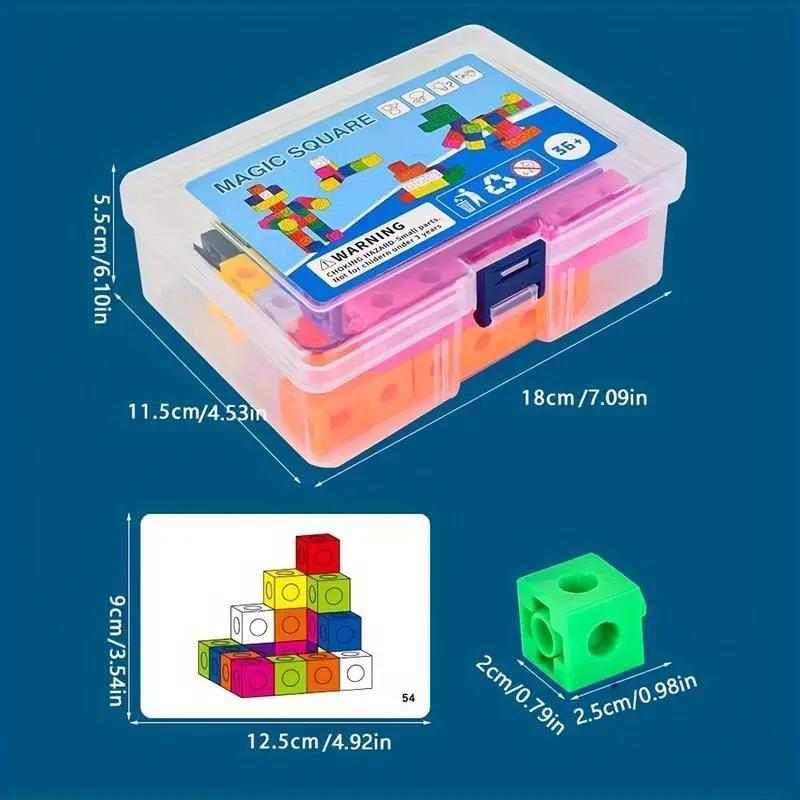 Colorful Building Blocks Toy, 10pcs/box DIY Puzzle Blocks Toy with 30 Cards, Logical Thinking Fine Motor Training Toy, Educational Toy for Kids 1