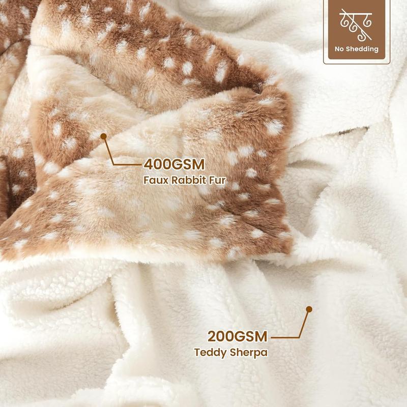 TikTok Shop Luxury Faux Fur Blanket Animal Non Shedding Double Sided Sherpa Blankets Fluffy Thick Throws Bed Women Brown 50x60 Inches