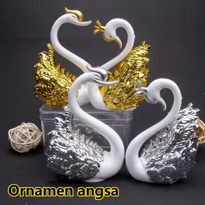 Pajangan Sepasang Angsa Silver Hiasan Flaminggo Pajangan Angsa Wedding Gold Silver Decorasi Ruangan