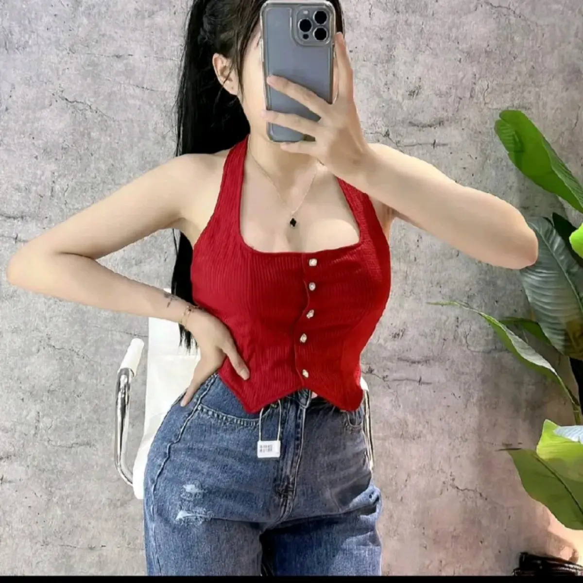 B35 - Áo Croptop Yếm Choàng Có  Mút Đệm Freezie 40-53kg
