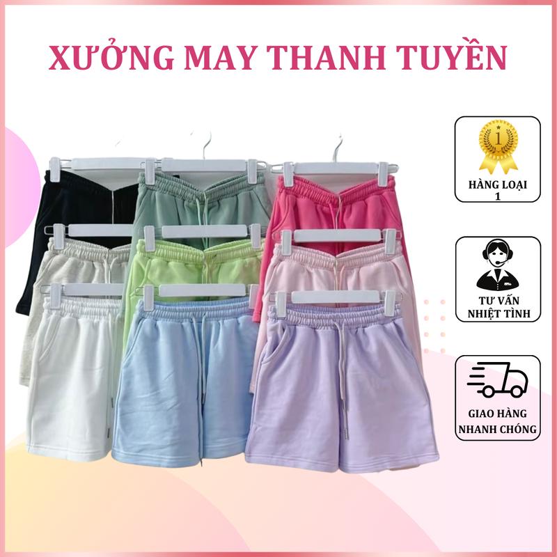 Combo 5 Quần Short Thun Nữ Vải Nỉ Lưng Thun Co Giãn Màu Ngẫu Nhiên