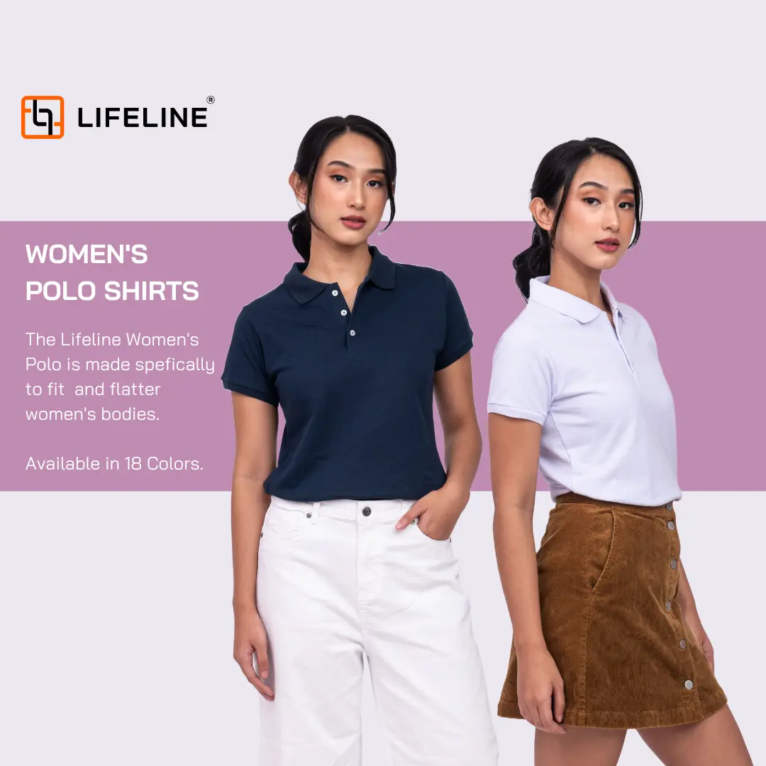 Lifeline Women's Polo Shirt (White | Navy Blue | Royal Blue | Blue Ice | Aqua Blue | Violet | Baby Pink | Fuchsia | Red) Casual Cotton Top for Ladies Lady Basic Fitted Minimalist Short Sleeve Womenswear Comfort Button