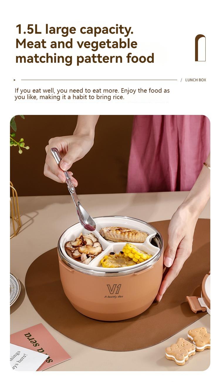 Product Introduction of 304 Stainless Steel Lunch Box Insulated Food Container Portable Thermal Lunch Bucket with Compartments 3