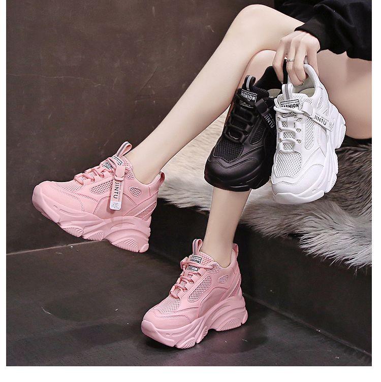 Product Introduction of Giày Lưới Thoáng Khí Cho Nữ, Giày Thể Thao Mới, Dad Shoes Đế, Giày Trắng Thường Ngày Đế Tăng Chiều Cao Mùa Lò Xo 2023 1