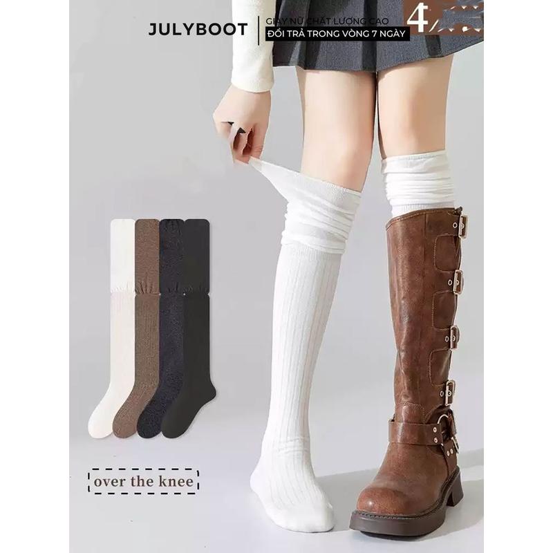 Tất Vớ Dài Qua Gối Tất Đùi Nữ Cao Cổ Màu Trơn Hoạ Tiết Sọc Dọc Tất y2k mang giày bốt cổ cao Thời Trang Thu Đông tatbk