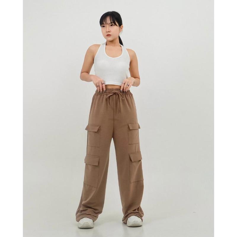 CELANA JOGGER JOOLY BASIC PANTS WANITA CARGO - CELANA PANJANG WANITA KULOT 6