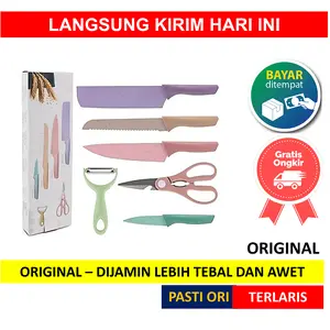 [ PIJER ] PISAU JERAMI SET ISI 6 PC PCS 6PC 6PCS PEELER DAGING BUAH Stainless Anti Lengket KNIFE WARNA TAJAM GANDUM PASTEL KITCHEN 6IN1