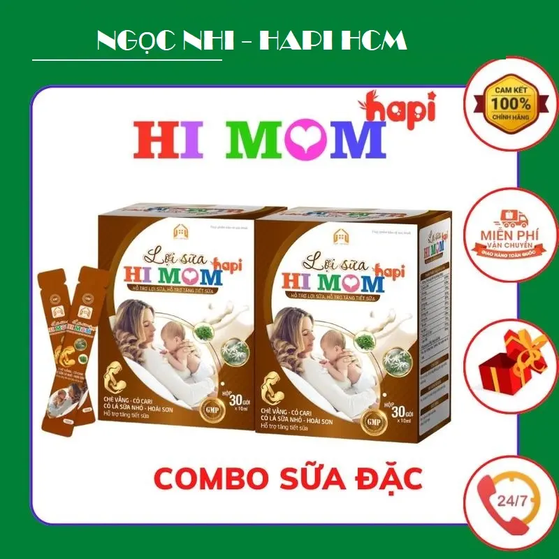 Hộp Lợi sữa Himom gồm 30 gói nhỏ kèm quà tặng
