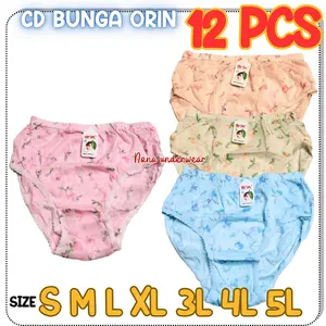 12 PCS MURAH MERIAH CELANA DALAM WANITA ORIN KATUN MOTIF BUNGA READY STOCK