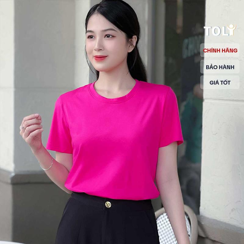 Áo thun trơn nữ cổ tròn TOLI 16 màu Form vừa dáng suông, vải cotton 4 chiều mềm mịn - BSB02 Top Women