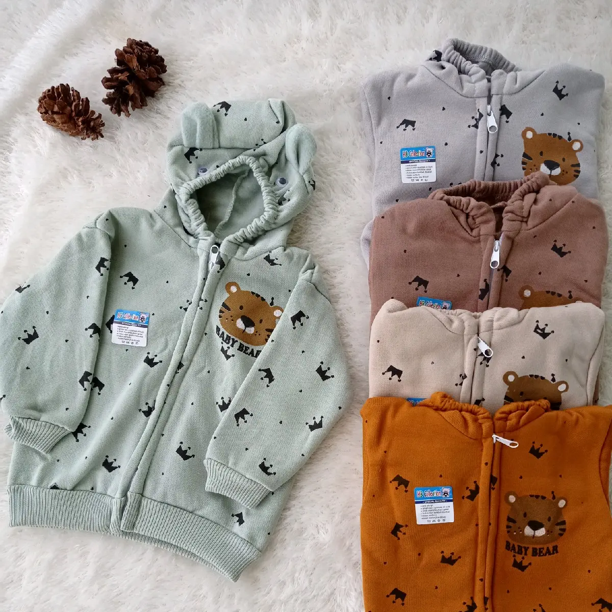 jaket bayi motif MAHKOTA 2-12bulan crown jacket baby unisex