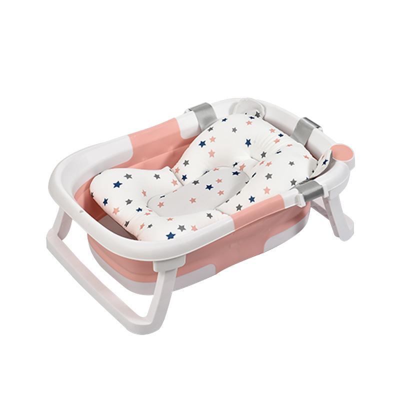 Foldable Baby Bath Tub with Pad, Baby Bathing Supplies for 1-6 Year Old Baby, Baby Bath Supplies, Baby Essentials 3