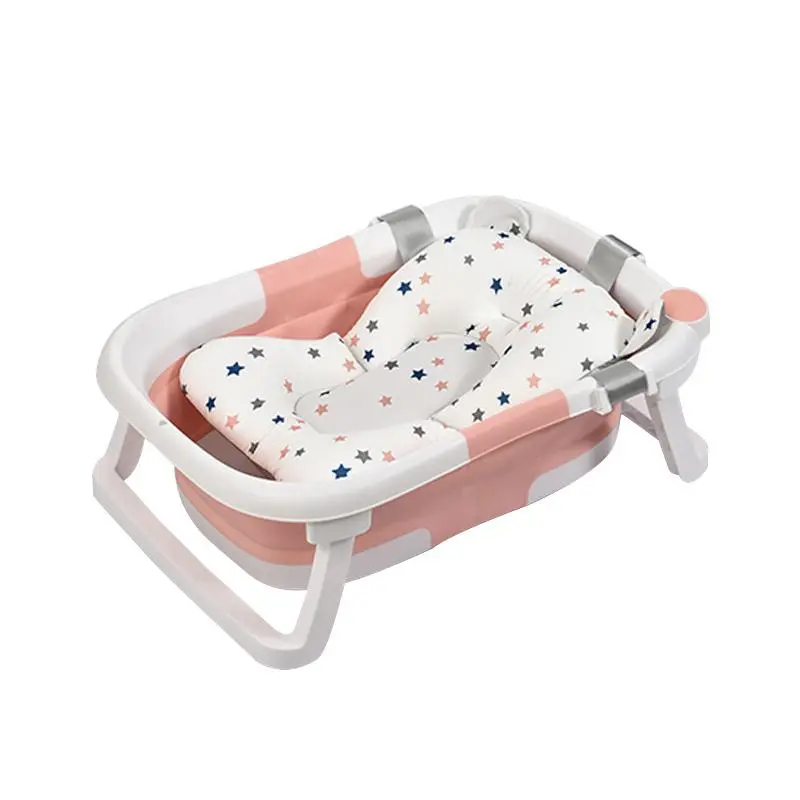 Foldable Baby Bath Tub with Pad, Baby Bathing Supplies for 1-6 Year Old Baby, Baby Bath Supplies, Baby Essentials 3