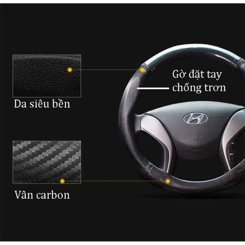 Bọc vô lăng CARBON phối da thoáng khí đủ các hãng xe Toyota-Honda-Hyundai-Mazda-KiA-Ford-Mitshubishi-Chevrolet cao cấp Cacbon 2