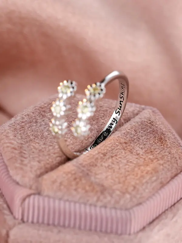 S925 Sterling Silver Flower Design Cuff Ring, Adjustable Ring for Women & Girls, Fashion Jewelry for Party, Daily Clothing Decor, Trendy All-match & Exquisite Jewelry for Anniversary Gift, Valentine's Day Gift for Her, Mother's Day Gift 2