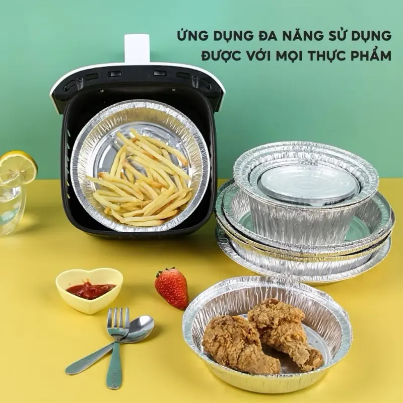 Combo 100 khay bạc lót nồi chiên không giàu size22cm.
