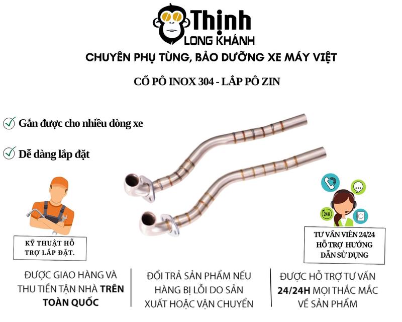CỔ PÔ BENT INOX 304 LẮP PÔ ZIN - (không kèm khâu nối cnc)
