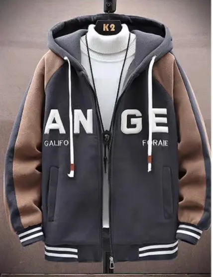 ÁO KHOÁC NỈ NAM NÓN TO DÂY KÉO LOGO THÊU  DÂY BẢN TO PHONG CÁCH MỚI Menswear Tay Dài 2