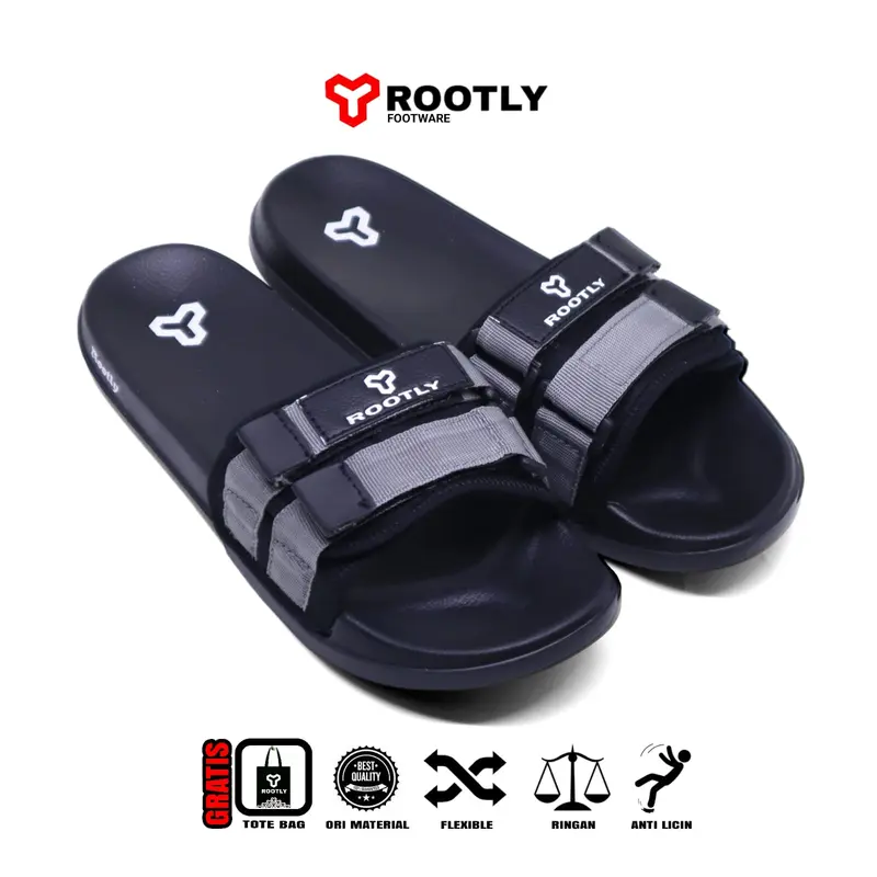 Rootly - Sandal Pria Slide Velcro Webing Abu Staylist Selop Sendal Shoes 0