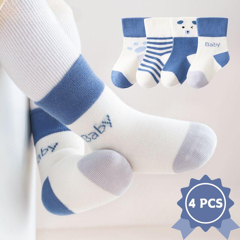  Tất Em Bé Ấm Áp Mùa Thu Đông 4 Đôi Làm Bằng Bông Dày Tất Ống Giữa Cho Trẻ Mới Biết Đi Thiết Kế Hoạt Hình Dễ Thương Thích Hợp Cho Giày Dép Em Bé Cho Bé Trai Và Bé Gái Từ 0-5 Tuổi Cotton 