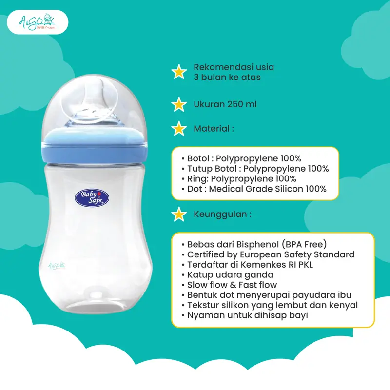 Botol Susu Baby Safe Wide Neck 250 mL bayi bottle 2