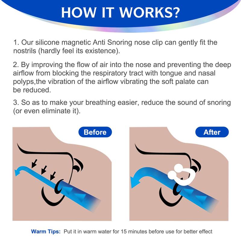 Anti Snoring Nose Clip, 6 Counts/box Silicone Sleep Aid, Sleep Aids for Men & Women, Night Devices for Snoring, Snoring Solution 6