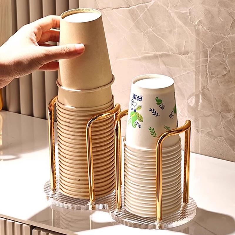 Acrylic Disposable Cup Holder Storage Shelf Water Tea Cups Dispenser Storage Rack For Home & Office 2