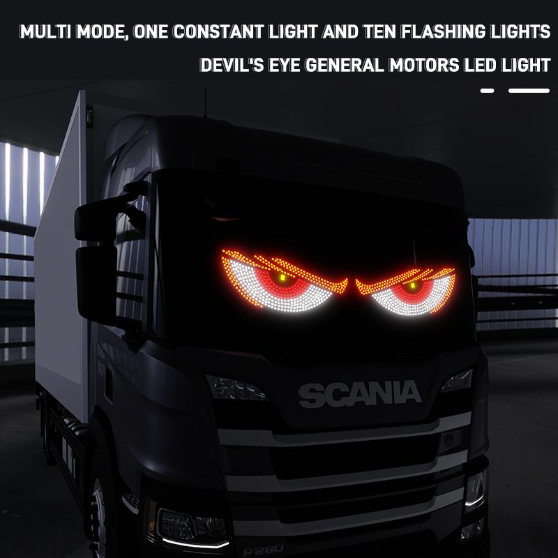 1 Pair Truck Car Devil's Eye Light RGB Dynamic Demon Eye Decorative Light Led Display Decor Pixel Panel Windshield USB 5V Multi-Mode Lamp