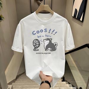 ผ้าฝ้ายคอกลมแขนสั้นเสื ้อยืดผู้ชายเทรนด์ภาษาอ ังกฤษพิมพ์ฤดูร้อนด้านบ หลวมพร้อมเสื้อยืดขนาด