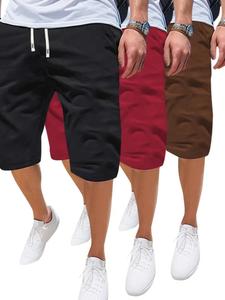 Men's Solid Color Drawstring Waist Shorts, Casual Regular Fit Pocket Beach Shorts for Summer, Men's Bottoms for Daily Wear
