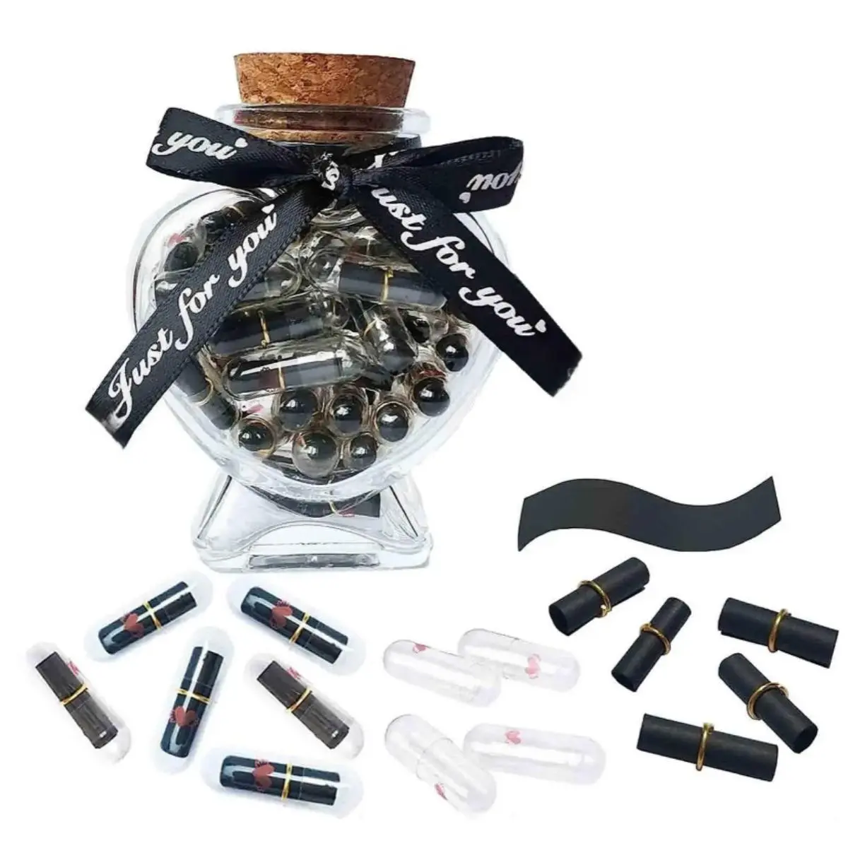 Capsule Letter Message in A Bottle Kit, 100pcs/set Cute Things Gifts for Girlfriend Boyfriend, Love Letter Paper for Birthday Anniversary