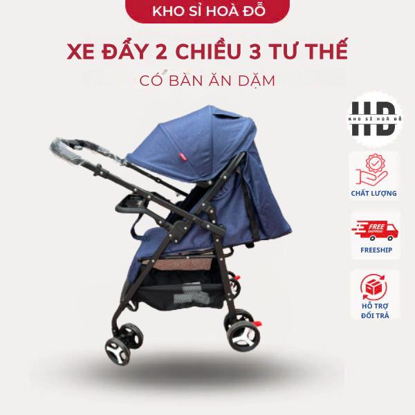 Xe đẩy 2 chiều 3 tư thế gấp gọn truyền thống, có bàn ăn dặm mã 806 Cotton