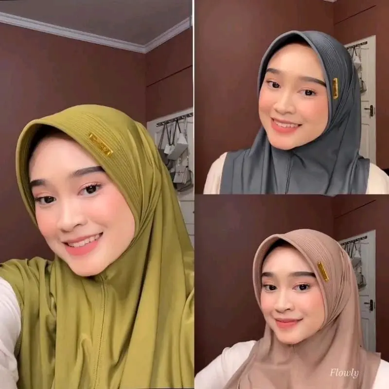 paket murah 100ribu'an 8pcs hijab bergo hamidah ukuran M lebel besi BY AZ-ZAHRA Cantik Lembut Nyaman Pad Tebal 0
