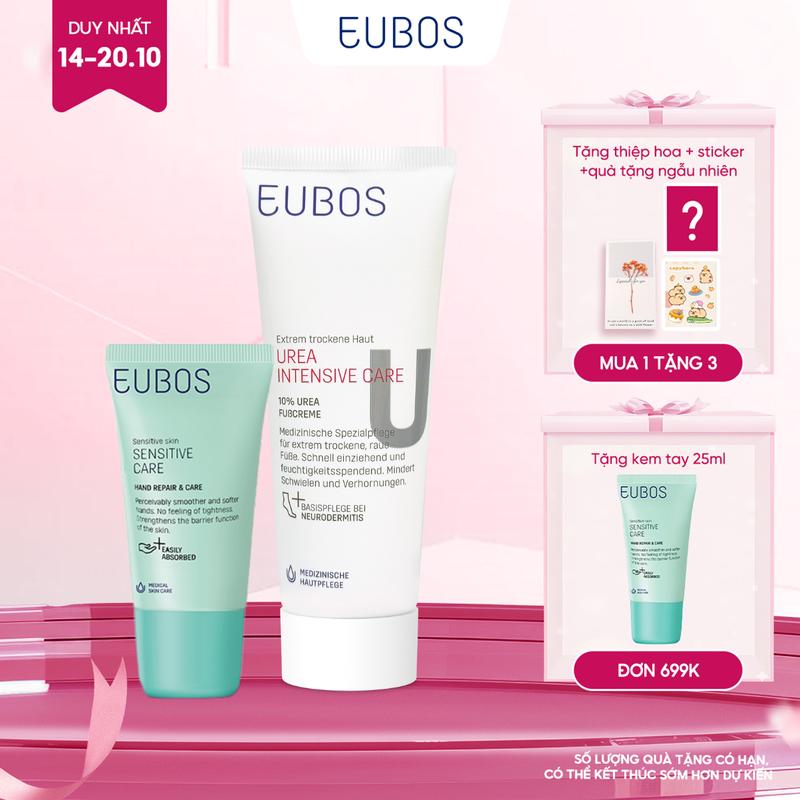 Combo Kem Dưỡng Da Tay EUBOS 25ml Và Kem Nứt Gót Dưỡng Da Chân UREA 10% Foot Cream 100ml Giúp Mềm Mịn, Dưỡng Ẩm Chuyên Sâu An Toàn Cho Da Nhạy Cảm