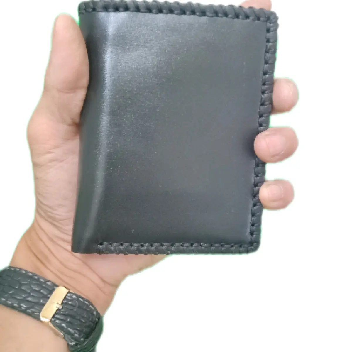 Ví nam đứng may thủ công Da- Ví nam da bò cao cấp