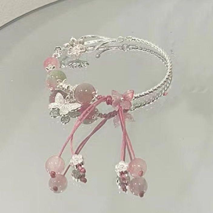 Vòng Tay Nửa Pha Lê Dâu Tây, Bốn Gói, Vòng Tay Chuông Bướm, Vòng Tay Chính Hãng Cao Cấp Quà Tặng Độc Đáo Siêu Thanh Lịch, Thích Hợp Cho Bạn Thân Và Bạn Gái, Thủ Công Dệt 2