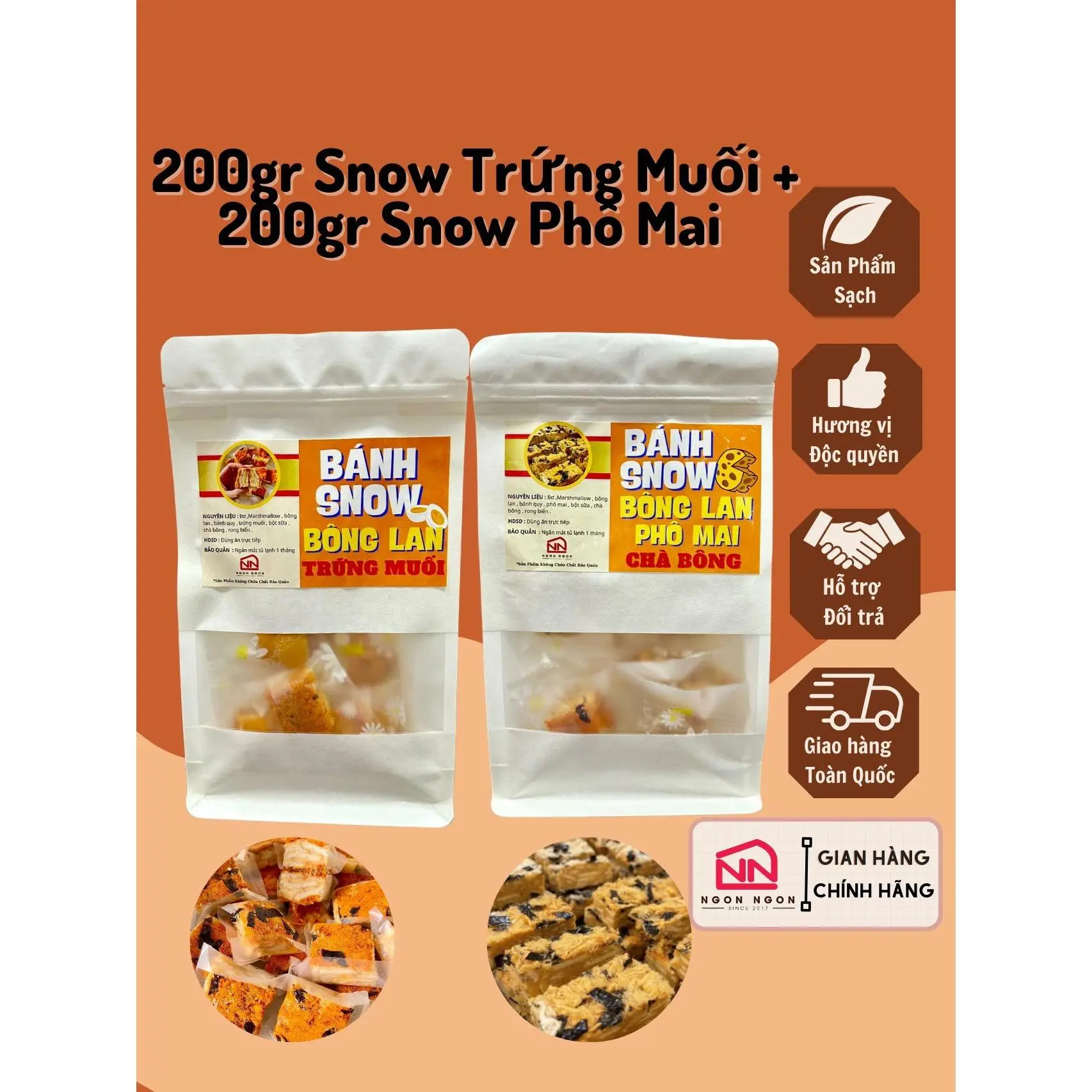 [COMBO 400GR] 200gr Bánh Snow BLan Trứng Muối (18-20 bánh)+ 200gr Snow Phô Mai Chà Bông (18-20 bánh), Đồ Ăn Vặt SNACK Food Thức Ăn Bánh Quy