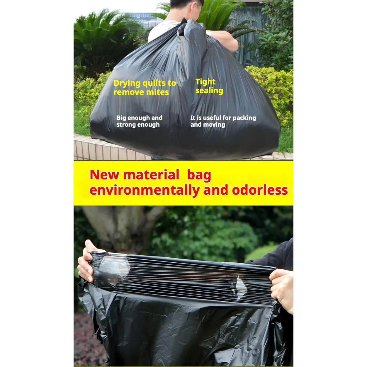 🔥Garbage Bag Household Storage Kitchen Thickened Medium and Large Black Handbag Vest Plastic Bag