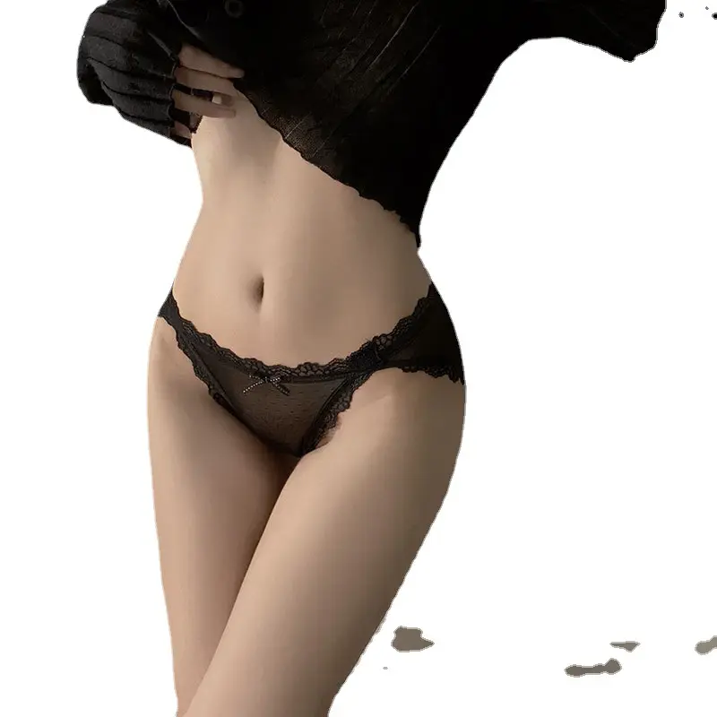 Sexy Women's Mesh Panties Girl Low Waist Lace Edge See-through Pure Desire Light Luxury Women's Briefs