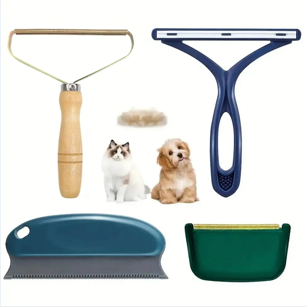 Reusable Pet Hair Remover Kit, 4 Counts/set Pet Hair Grooming Tool for Cat & Dog, Portable Hair Remover Scraper Brush for Carpet, Couch, Rugs, Car Upholstery, Furniture, Car Seats and Clothes