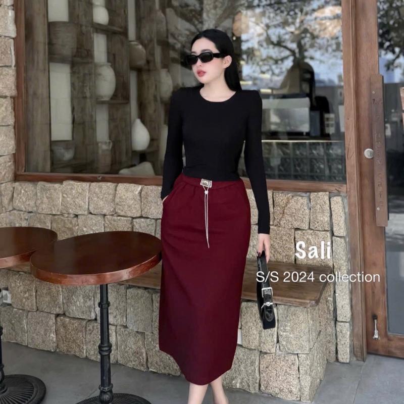 ￼Chân váy nỉ 2 da dáng dài hàng cao cấp Nữ Women Dress 5