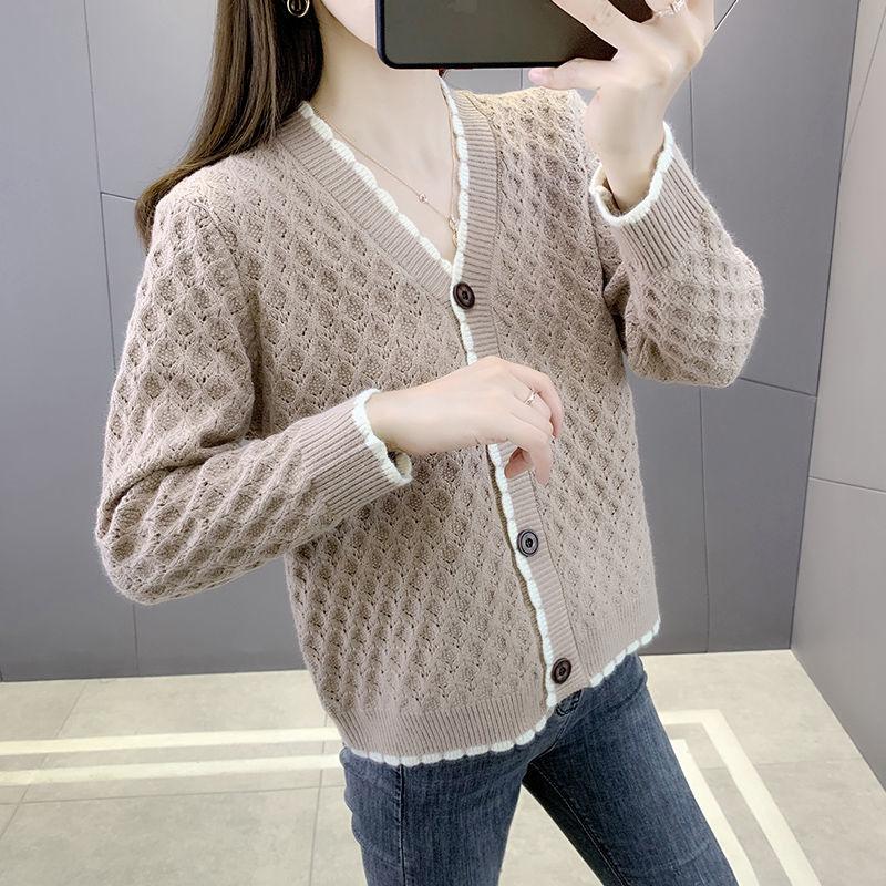 Áo Cardigan Dệt Kim, Phong Cách Cổ Điển, Mỏng, Thích Hợp Cho Mùa Xuân Và Mùa Thu, Áo Nữ, Hàng Mới Về 2023, Phong Cách Hàn Quốc, Dáng Rộng Vừa Vặn, Dễ Phối Đồ, Áo Khoác Len Phong Cách Phương Tây Women Top Nhung Dài Tay 3