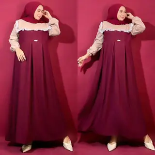 ALEXSA DRESS KONDANGAN CRINKLE AIRFLOW MIX EMBOS SULTAN SIMPLE ELEGAN // GAMIS WANITA SYAR'I CRINKLE AIRFLOW KEKINIAN// GAMIS WANITA KEKINIAN// DRESS HOMEY Muslim Lebaran Mewah Pesta Dewasa Remaja Maxi Sexy S