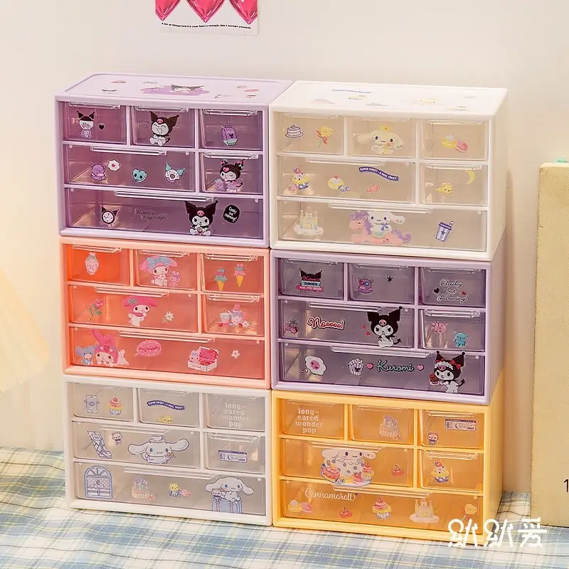 Hộp nhựa đa năng 4  ngăn  nhỏ 2 ngăn to đựng đồ siêu xinhkệ 6 ngăn đựng đồ mini kèm sticker