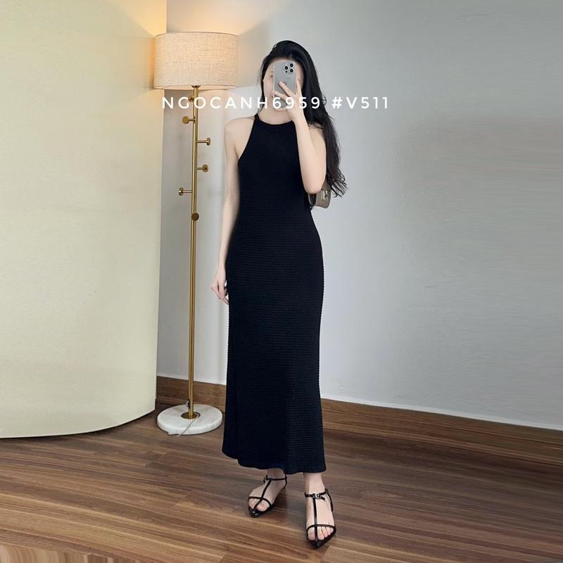 (Ảnh thật tự chụp) V511 Đầm 2 dây len cao cấp xuất xứ Quảng Châu V511 ️ váy dây len xịn dáng suông co giãn ngocanh6959 3