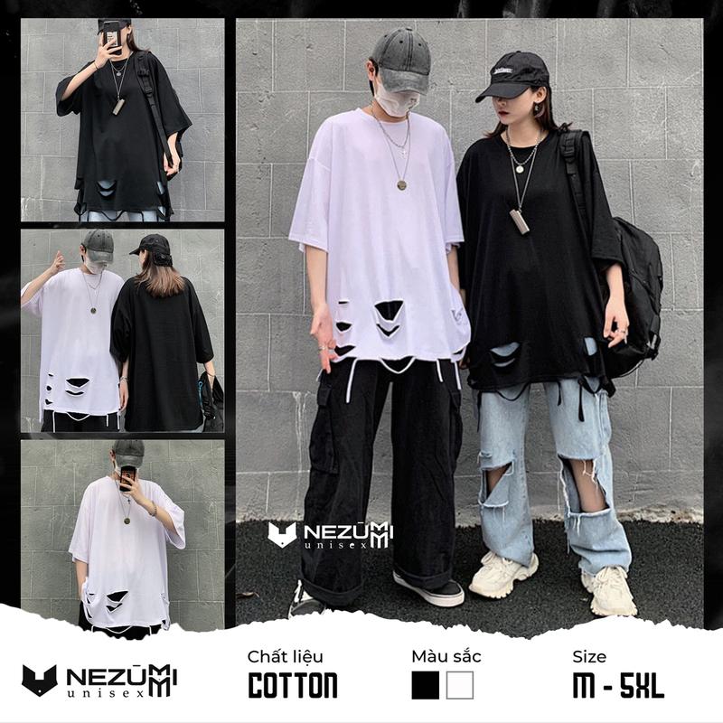  AC9 Áo phông tay lỡ rách gấu tạo layer unisex nam nữ hip hop dance Châu Âu Menswear 